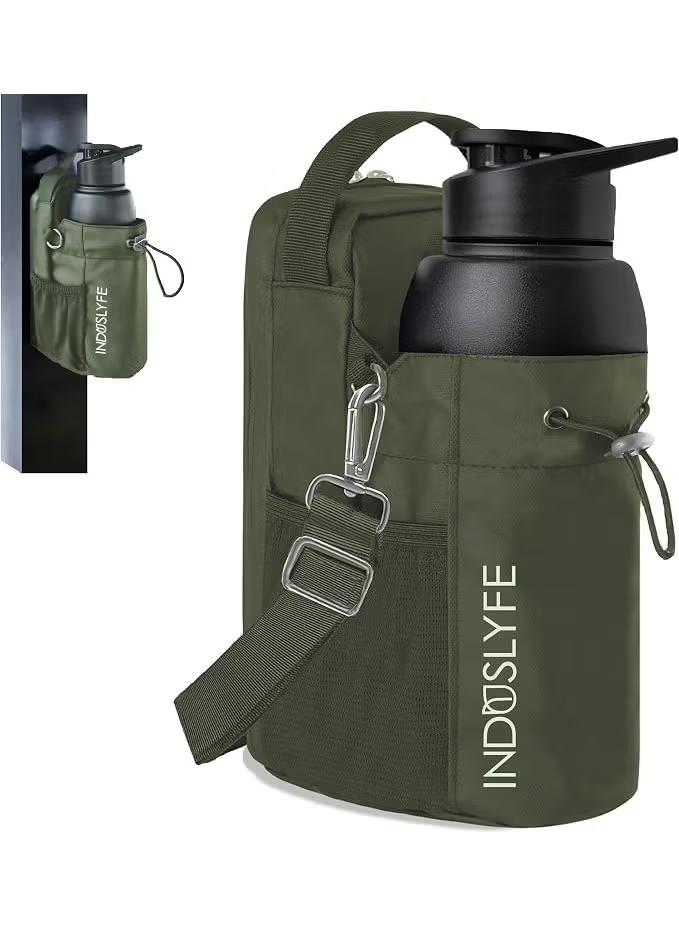 Induslyfe Magnetic Gym Bag with Water Bottle Holder – Crossbody Sports Sling Pouch (Green)
