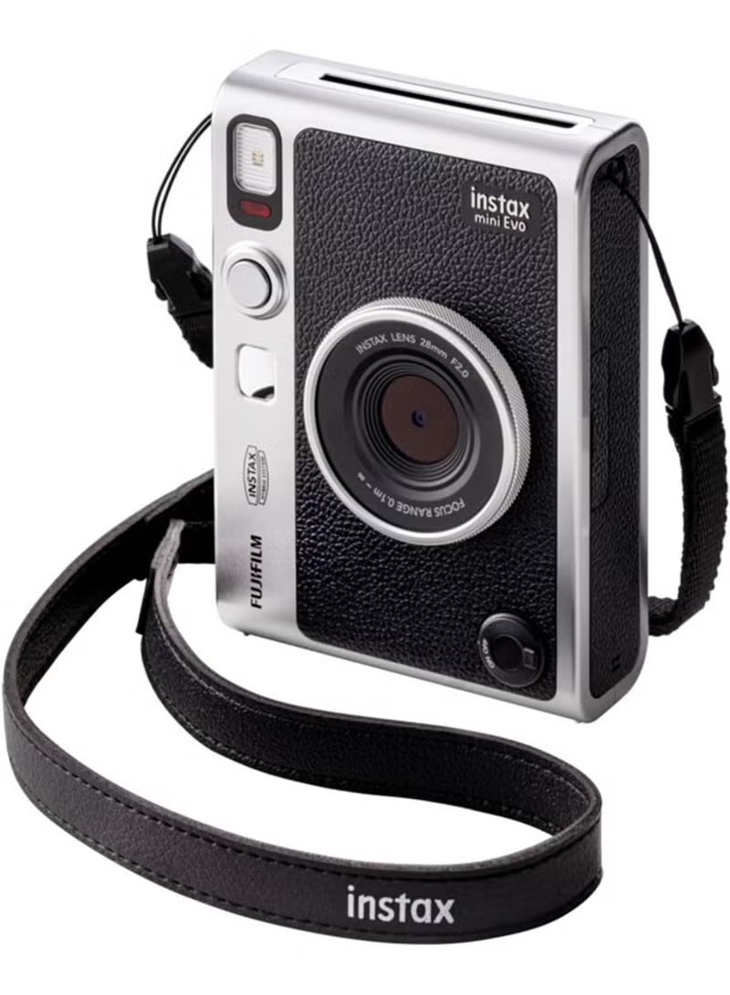 Fujifilm Instax Mini EVO Hybrid Black Instant Camera Bundle with 2 Twin Packs of Instax Mini Instant Film