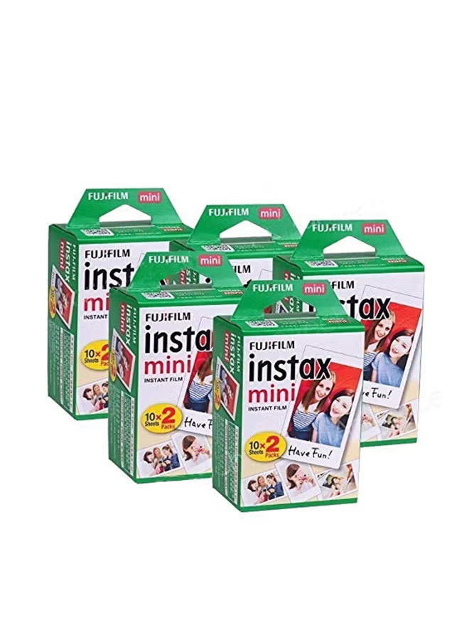 Fujifilm Instax Mini Instant Film – 100 Sheets, Pack of 5 × 20 Sheets, White Border